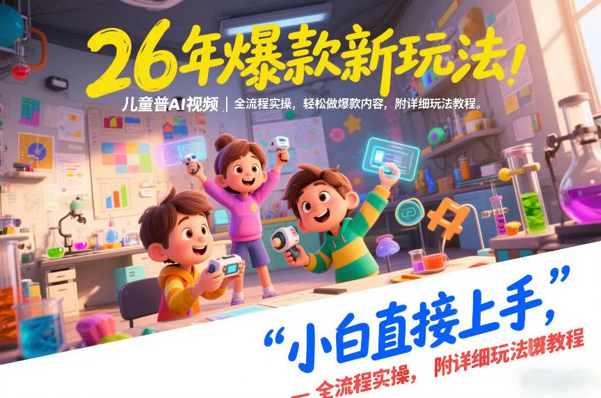 26年爆款新玩法，儿童科普AI视频，全流程实操，轻松做爆款内容，小白直接上手，附详细玩法教程_抖汇吧