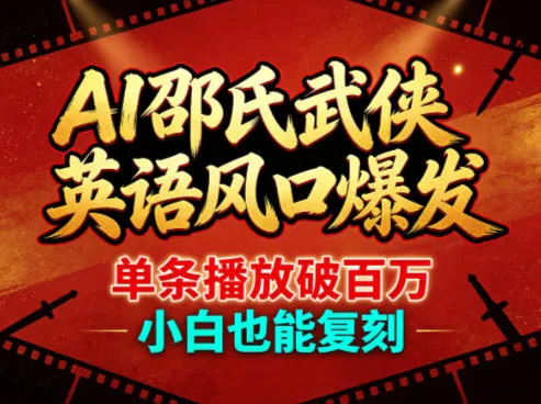 AI邵氏武侠英语风口爆发，单条播放破百万，小白也能复刻_抖汇吧