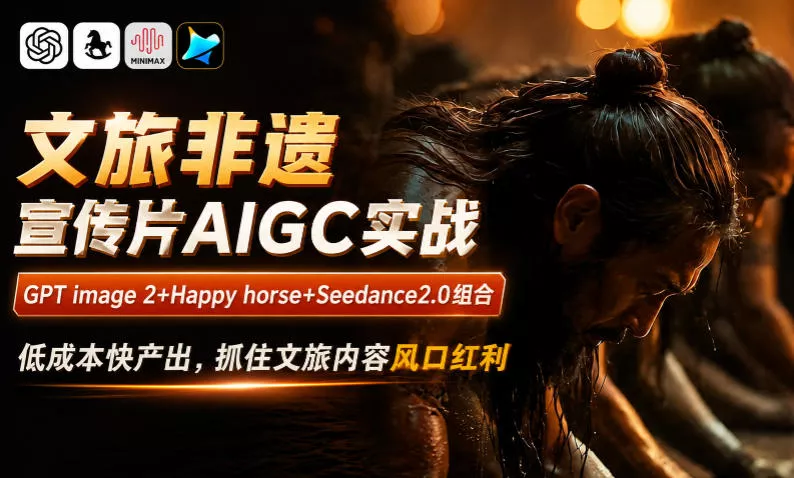 文旅非遗宣传片AIGC实战，GPT image 2+Happy horse+Seedance2.0组合，低成本快产出，抓住文旅内容风口红利_抖汇吧