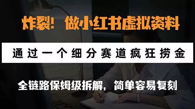 （21206期）炸裂！做小红书虚拟资料，通过一个细分赛道疯狂捞金，全链路保姆级拆解，简单容易复刻_抖汇吧