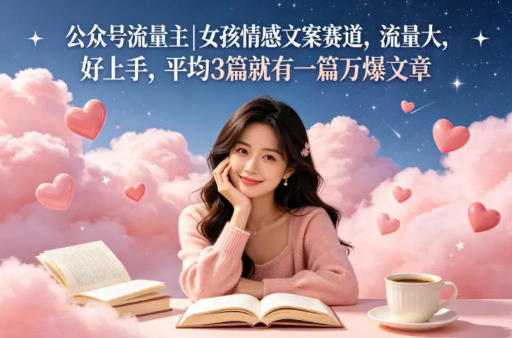 公众号流量主女孩情感文案赛道，流量大，好上手，平均3篇就有一篇万爆文章_抖汇吧