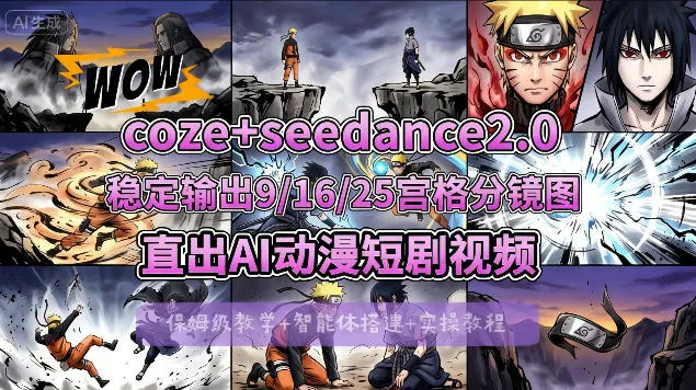 [COZE搭建教学]COZE+即梦Seedance 2.0稳定输出9-16-25宫格分镜图直出AI漫剧视频_抖汇吧
