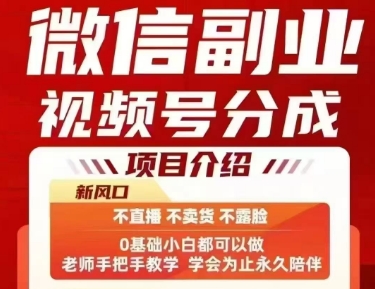 微信副业视频号分成，不直播 不卖货 不露脸，三五分钟即可完成一条作，每日收益几十、几张不等_抖汇吧