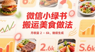 微信小绿书搬运美食做法 月收益 2-6k_抖汇吧