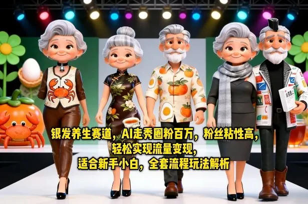 银发养生赛道，AI走秀圈粉百万，粉丝粘性高，轻松实现流量变现，适合新手小白，全套流程玩法解析_抖汇吧
