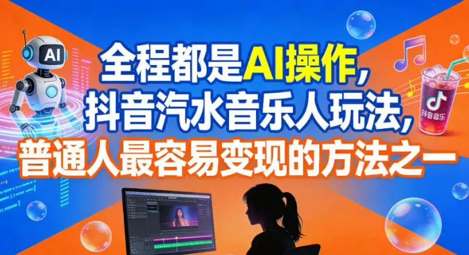 全程都是AI操作，抖音汽水音乐人玩法，普通人最容易变现的方法之一_抖汇吧