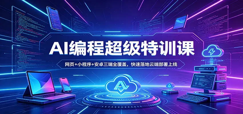 AI编程超级特训课：网页+小程序+安卓三端全覆盖，快速落地云端部署上线_抖汇吧