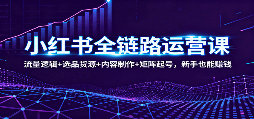 小红书全链路运营课：流量逻辑+选品货源+内容制作+矩阵起号，新手也能赚钱_抖汇吧