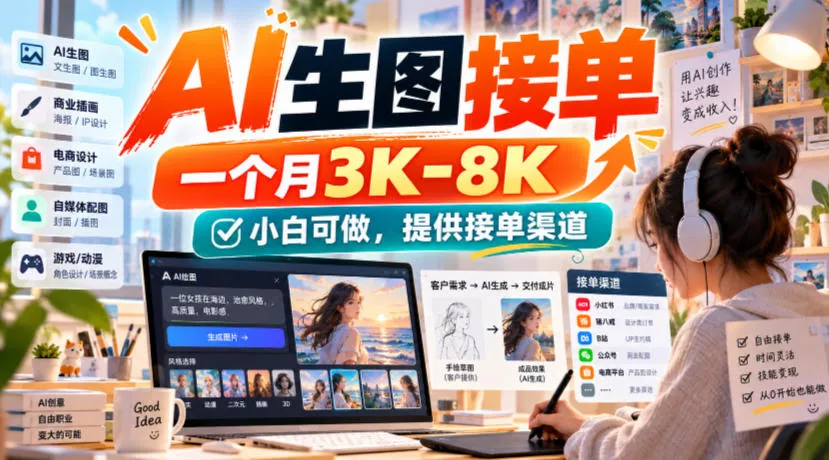 AI生图接单，一个月3K-8K，小白可做，提供接单渠道_抖汇吧