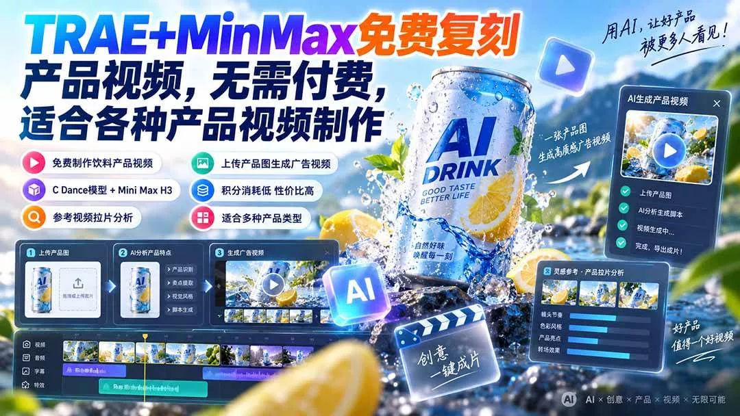 （20362期）TRAE+MinMax免费复刻产品视频，无需付费，适合各种产品视频制作_抖汇吧