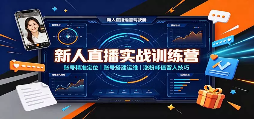 新人直播实战训练营：账号精准定位，账号搭建运维，涨粉峰值留人技巧_抖汇吧