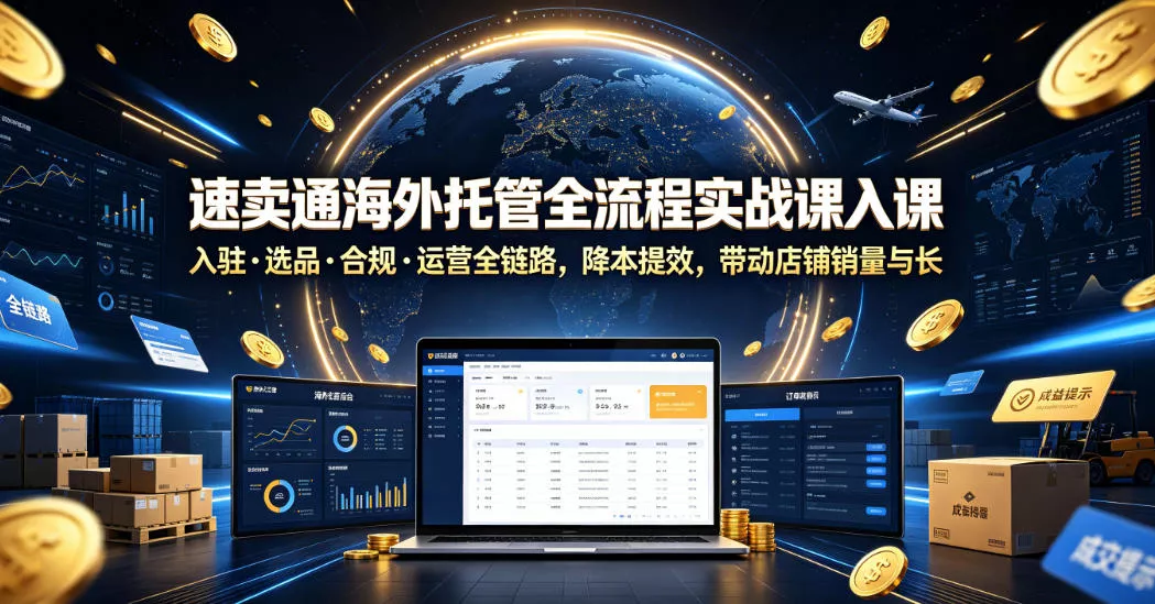 速卖通海外托管全流程实战课入驻・选品・合规・运营全链路，降本提效，带动店铺销量与收益增长_抖汇吧