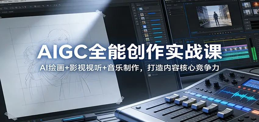 AIGC全能创作实战课:AI绘画+影视视听+音乐制作,打造内容核心竞争力_抖汇吧
