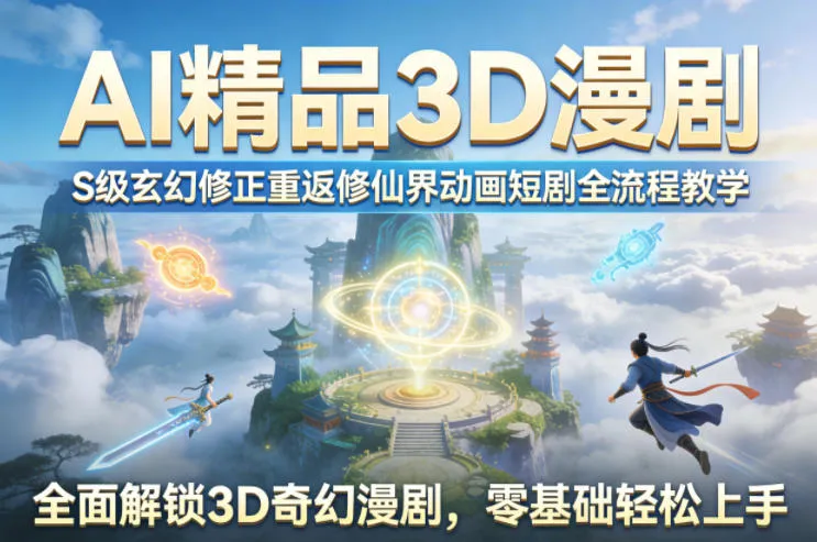 AI精品3D漫剧S级玄幻修正重返修仙界动画短剧全流程教学，全面解锁3D奇幻漫剧，零基础轻松上手_抖汇吧
