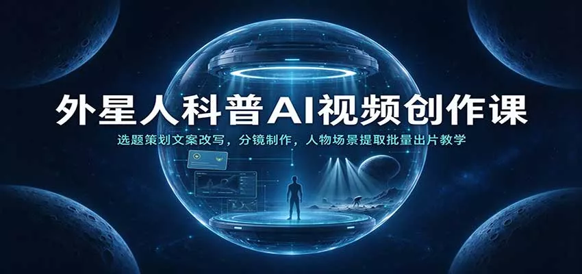 外星人科普AI视频创作课：选题策划文案改写，分镜制作，人物场景提取批量出片教学_抖汇吧