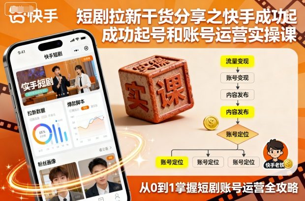 短剧拉新干货分享之快手成功起号和账号运营实操课_抖汇吧