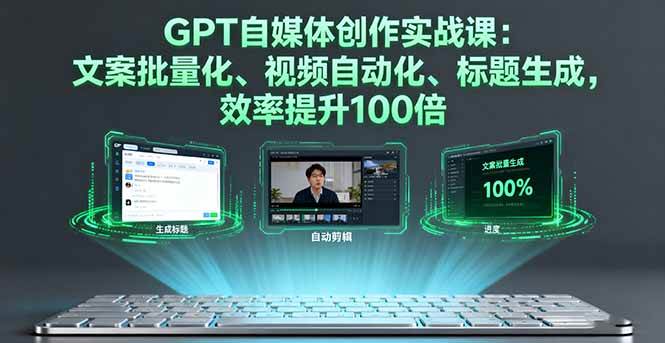 （16123期）GPT自媒体创作实战课：文案批量化、视频自动化、标题生成，效率提升100倍_抖汇吧