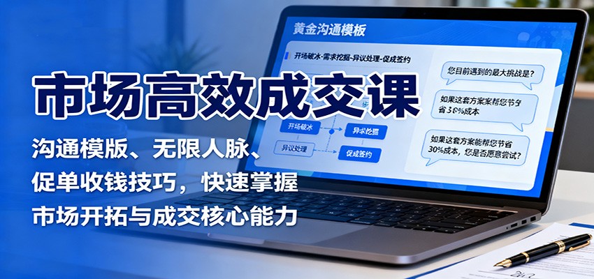 市场高效成交课：沟通模版、无限人脉、促单收钱技巧，快速掌握市场开拓与成交核心能力_抖汇吧