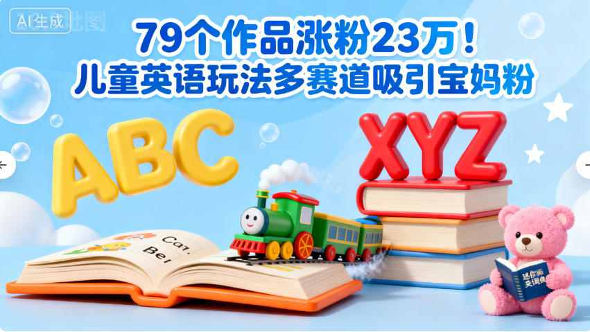 79个作品涨粉23w！儿童英语玩法多赛道吸引宝妈粉_抖汇吧