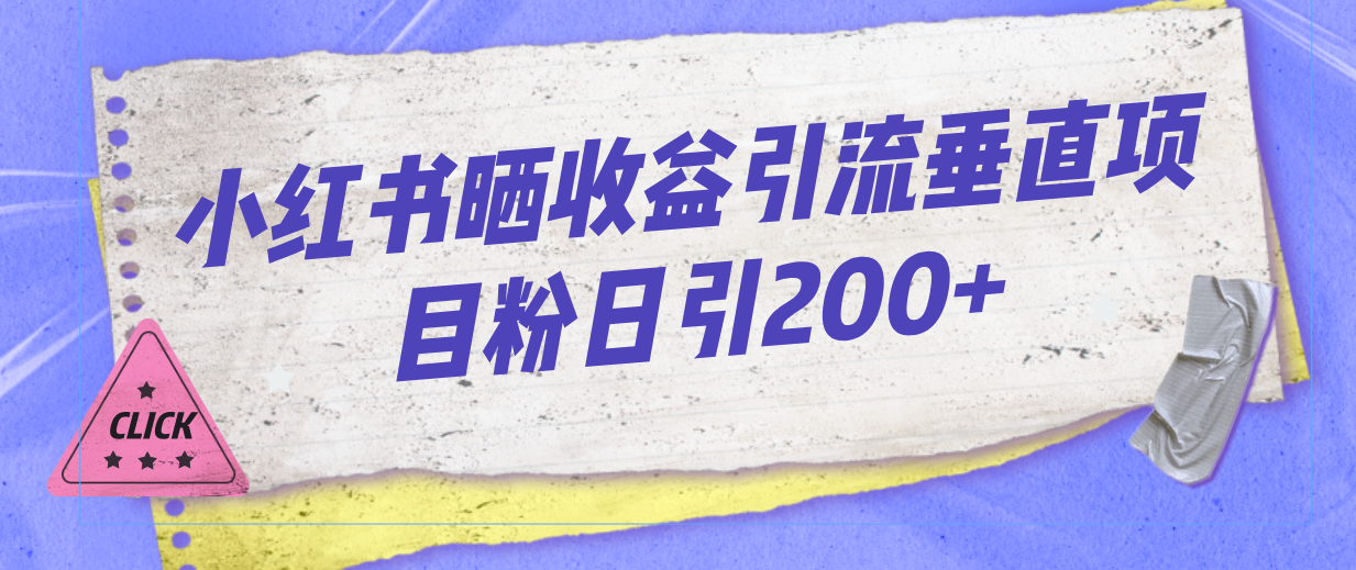 小红书晒收益图引流垂直项目粉日引200+_抖汇吧