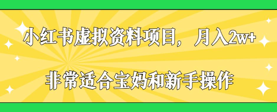 小红书虚拟资料项目，月入2W！适合宝妈和新手操作【揭秘】_抖汇吧