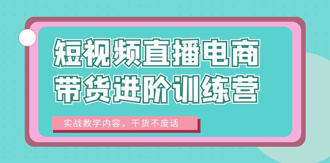 短视频直播电商带货进阶训练营：实战教学内容，干货不废话！_抖汇吧