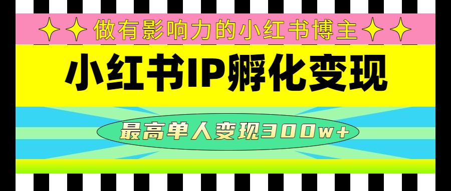 某收费培训-小红书IP孵化变现：做有影响力的小红书博主，最高单人变现300w+_抖汇吧