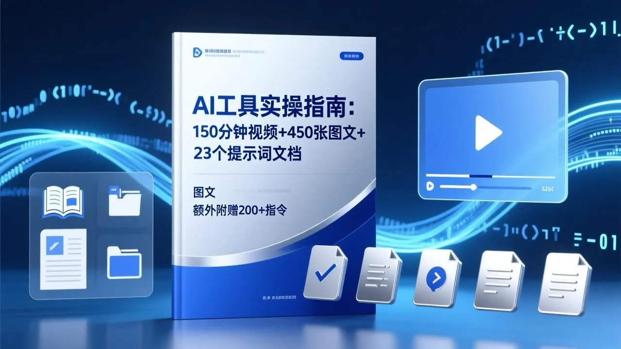 AI工具实操指南:150分钟视频+450张图文+23个提示词文档,额外附赠200+指令_抖汇吧