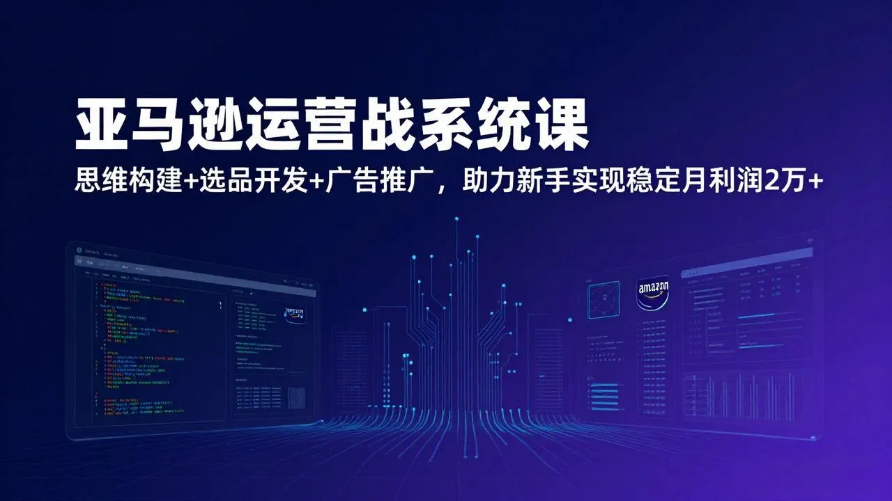 亚马逊运营实战系统课，思维构建+选品开发+广告推广，助力新手实现稳定月利润2万+(更新_抖汇吧