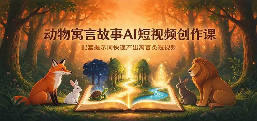 动物寓言故事AI短视频创作课：配套提示词快速产出寓言类短视频_抖汇吧