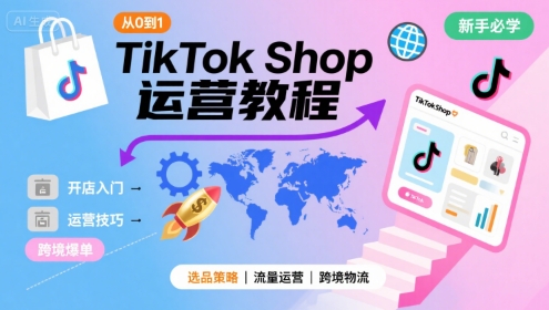 TikTok Shop从0到1运营教程，TikTok跨境电商新手必学课程_抖汇吧