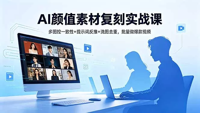 AI颜值素材复刻实战课，多图控一致性+提示词反推+洗图去重，批量做爆款视频_抖汇吧