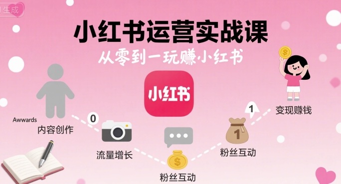 小红书运营实战课，从零到一玩賺小红书_抖汇吧