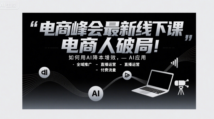 电商峰会最新线下课，电商人破局，如何用AI降本增效，AI应用-全域推广-直播运营-付费流量_抖汇吧