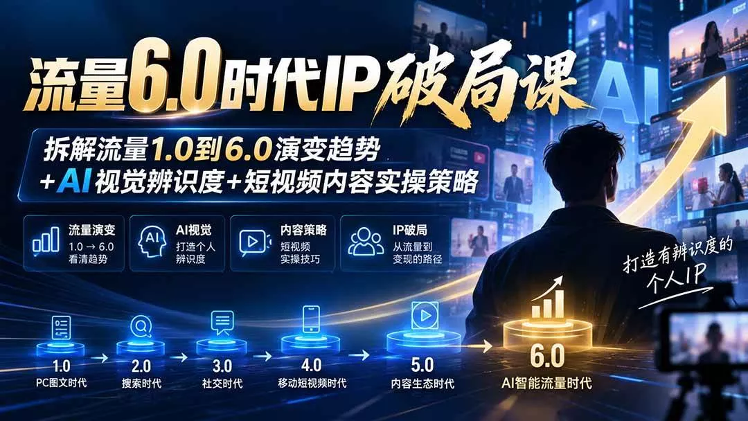 (20845期)流量6.0时代IP破局课:拆解流量1.0到6.0演变趋势+AI视觉辨识度+短视频内容实操策略 (20845期)流量6.0时代IP破局课:拆解流量1.0到6.0演变趋势+AI视觉辨识度+短视频内容实操策略