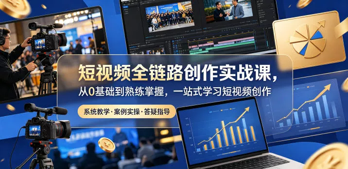 短视频全链路创作实战课，从0基础到熟练掌握，一站式学习短视频创作_抖汇吧