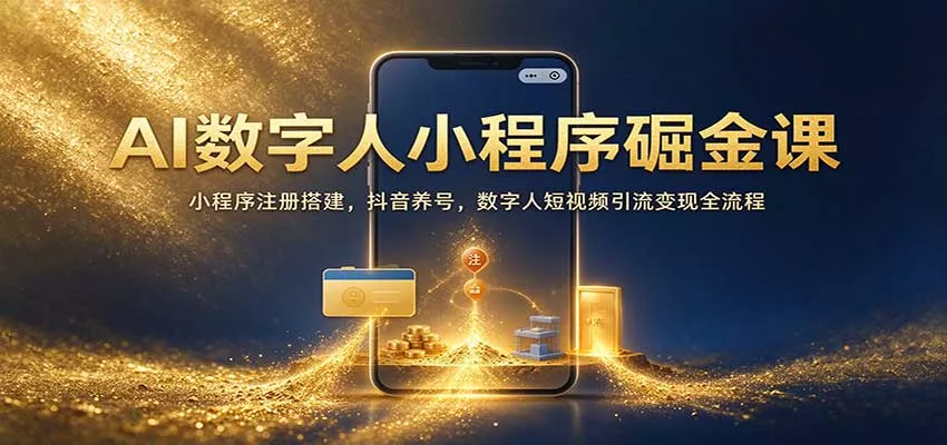 AI数字人小程序掘金课：小程序注册搭建，抖音养号，数字人短视频引流变现全流程_抖汇吧