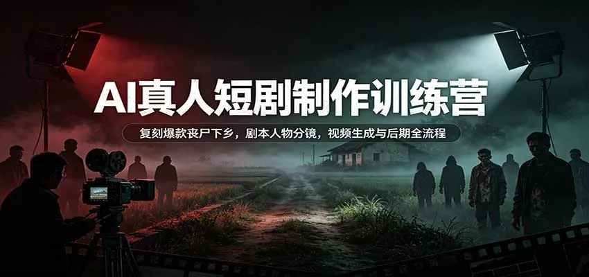 AI真人短剧制作训练营：复刻爆款丧尸下乡，剧本人物分镜，视频生成与后期全流程_抖汇吧