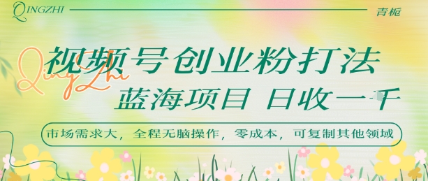 视频号创业粉打法，日入1k，蓝海项目，市场需求大，全程无脑操作，可复制_抖汇吧
