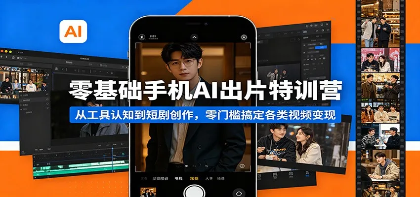 零基础手机AI出片特训营：从工具认知到短剧创作，零门槛搞定各类视频变现_抖汇吧