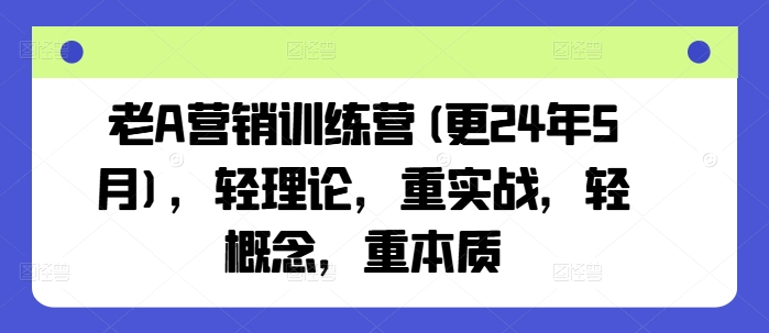 老A营销训练营(更25年6月)，轻理论，重实战，轻概念，重本质_抖汇吧