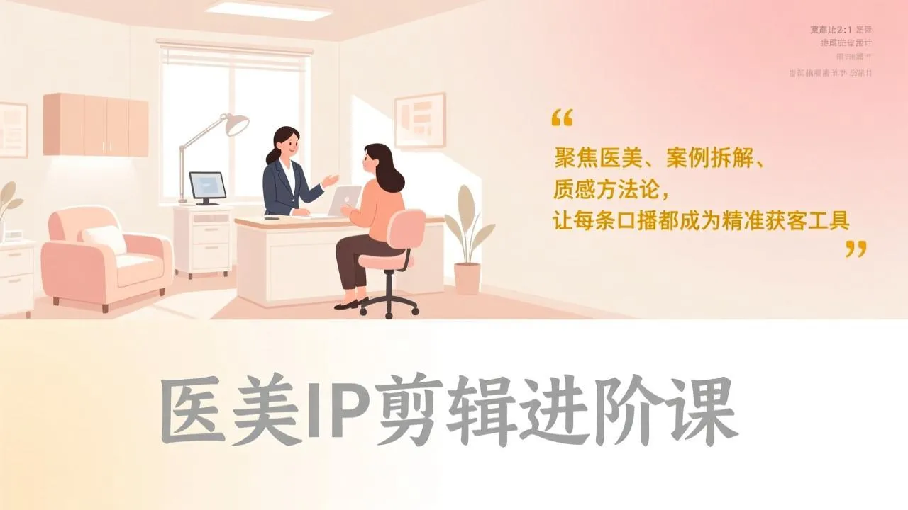 医美IP剪辑进阶课，聚焦医美、案例拆解、质感方法论，让每条口播都成为精准获客工具_抖汇吧