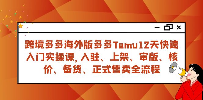 跨境多多海外版多多Temu12天快速入门实战课，从入驻 上架到正式售卖全流程_抖汇吧