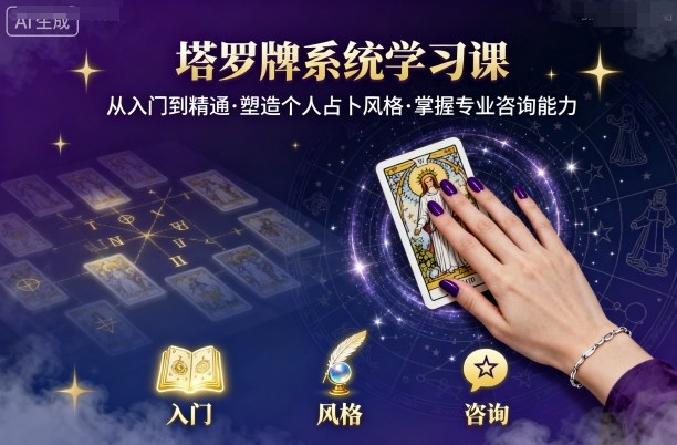 塔罗牌系统学习课，助你从入门到精通，塑造个人占卜风格，掌握专业咨询能力_抖汇吧