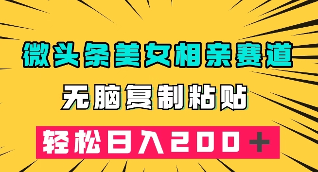 微头条冷门美女相亲赛道，无脑复制粘贴，轻松日入200＋【揭秘】_抖汇吧