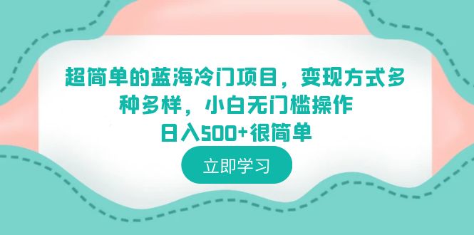 超简单蓝海冷门项目，小白0基础操作日入500+，多种变现方式助你轻松成功！_抖汇吧