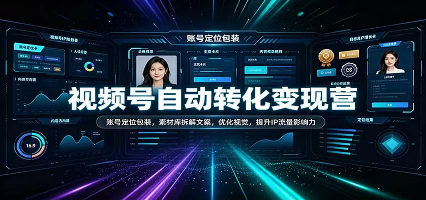 视频号自动转化变现营：账号定位包装，素材库拆解文案，优化视觉，提升IP流量影响力_抖汇吧