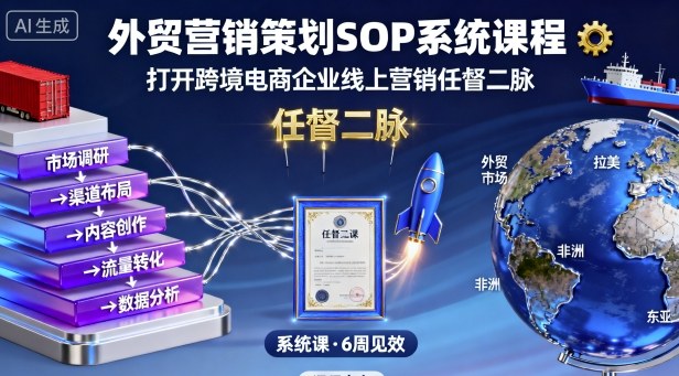 外贸营销策划SOP系统课程，打开跨境电商企业线上营销任督二脉_抖汇吧