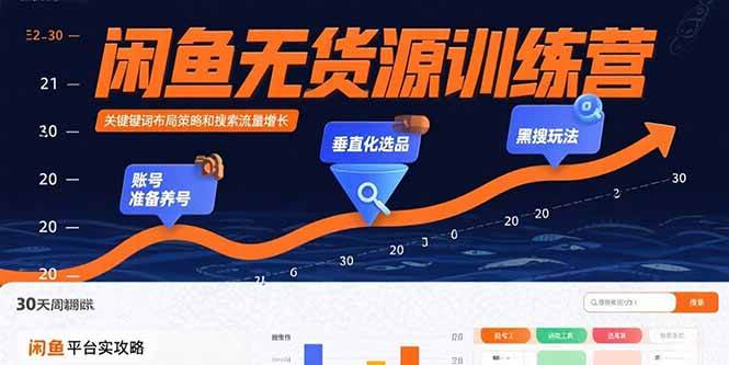 （15698期）闲鱼无货源训练营：账号准备养号/垂直化选品/黑搜玩法，0基础30天盈利指南_抖汇吧