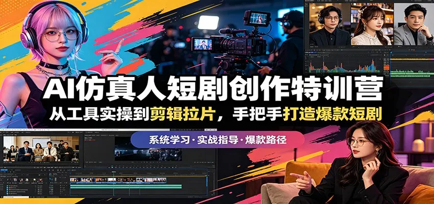 AI仿真人短剧创作特训营：从工具实操到剪辑拉片，手把手打造爆款短剧_抖汇吧